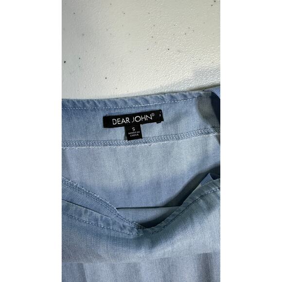 👕 Dear John Chambray Off-Shoulder Long Sleeve Top - Size S 👕 - Picture 4 of 4